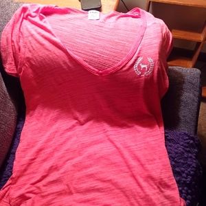 Pink, Large , V-Neck T-Shirt